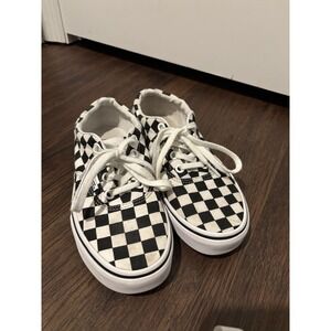 Vans Checkerboard‎ White Black Lace Up Women's Size 5